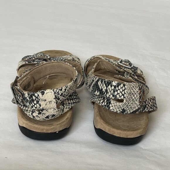 Vionic Sahara Wmns Sz 10 Black White Sandals Ankle Strap Snakeskin Leather Suede - Picture 10 of 16